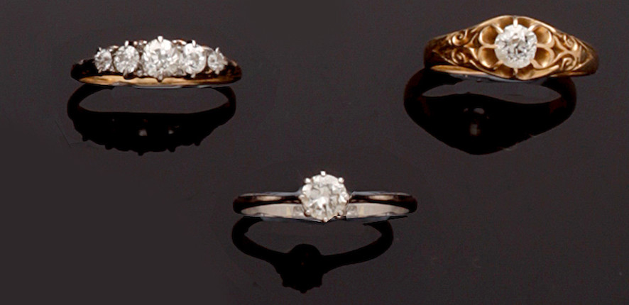 Three diamond set rings (3) image 1