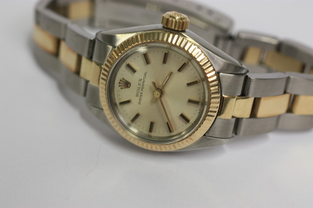 Rolex A lady's two colour Oyster Perpetual wristwatch image 3