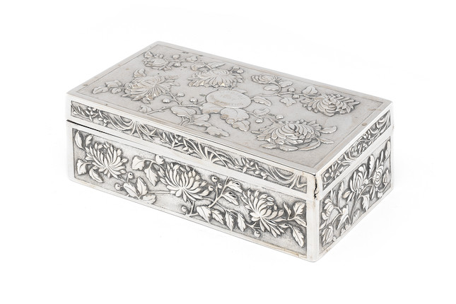 Bonhams : A late 19th century Chinese silver cigarette box by Hung ...