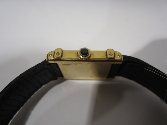 Bonhams : Cartier. An 18K gold manual wind bracelet watch Tank Chinoise,  Circa 1940