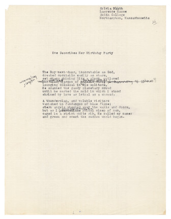 Bonhams : PLATH (SYLVIA) Typescripts of six poems, comprisingSpring ...