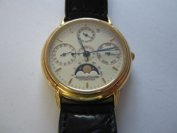 Bonhams : Jaeger-LeCoultre. An 18K gold automatic perpetual calendar ...