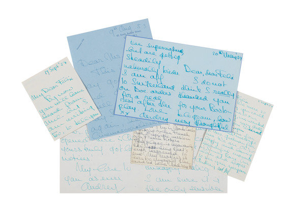 Audrey Hepburn a collection of handwritten letters and notes from Audrey Hepburn to acclaimed actor Sir Felix Aylmer, 1951-1960, image 1