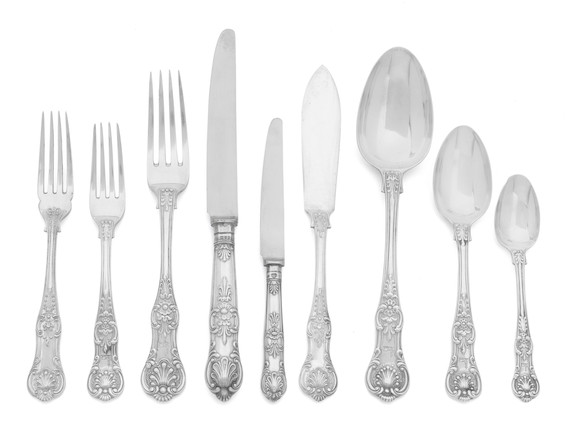 Bonhams : A Queen's pattern silver flatware service, predominately ...