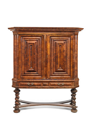 Bonhams : A German early 18th century walnut stollenschrank/cabinet on ...