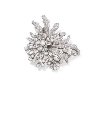 Bonhams : A diamond spray brooch