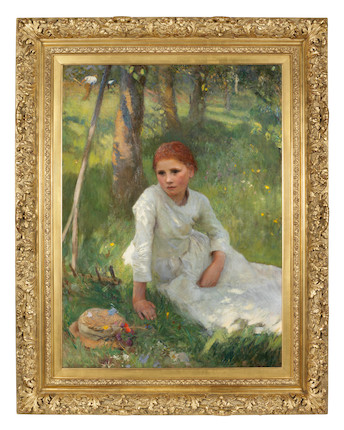 Bonhams : Sir George Clausen, Ra, Rws (british, 1852-1944) Noon In The 