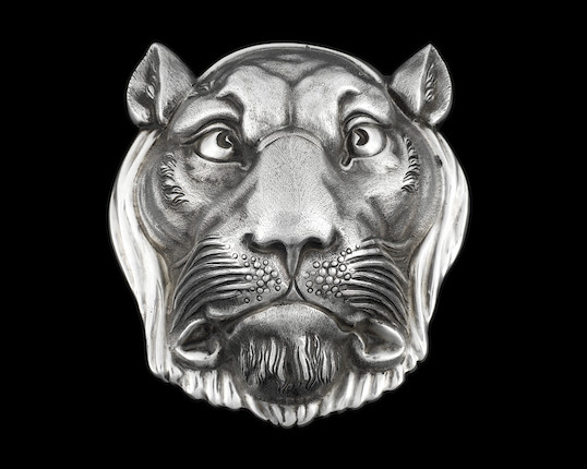 Bonhams : A spectacular silver model of a leopard's head, representing ...