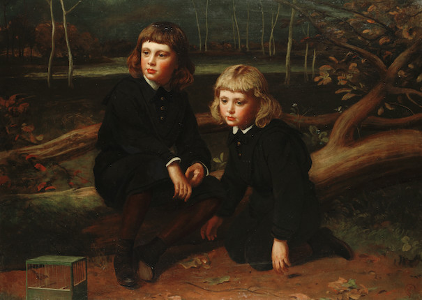 Bonhams : James Sant (British, 1820-1916) Portrait of two young boys in ...