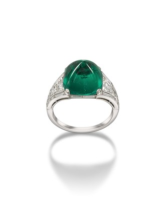 An Art Deco emerald and diamond dress ring, by Hennell, image 6