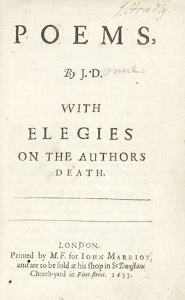 Bonhams : DONNE (JOHN) Poems, By J.D. With Elegies on the Authors Death ...