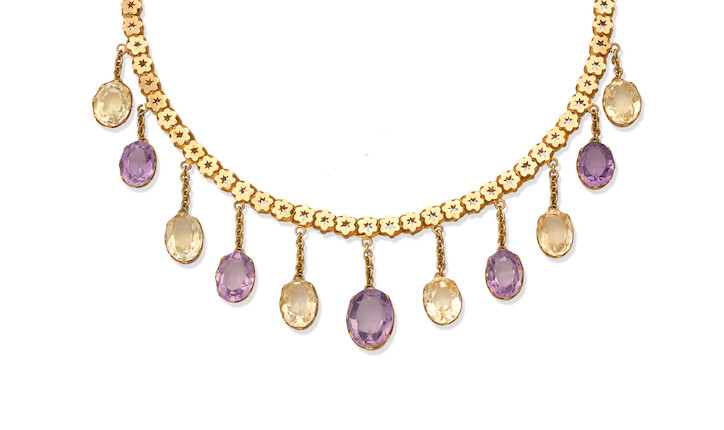 Bonhams : A late 19th century amethyst and citrine necklace