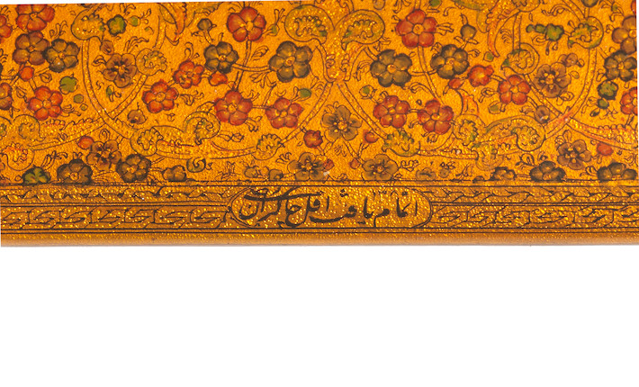 Bonhams A Qajar Lacquer Papier Mâché Penbox Qalamdan Signed By Razi Persia Dated Ah 1308