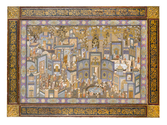 Bonhams : The Call to Prayer, a large painting depicting scenes of city ...