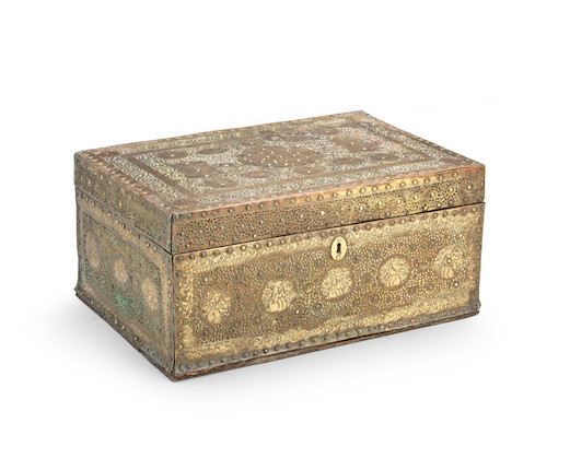 Bonhams : A Qajar openwork brass mounted wood box Persia, 19th Century