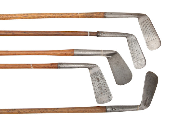 Bonhams : A selection of wooden shafted woods, irons and putters