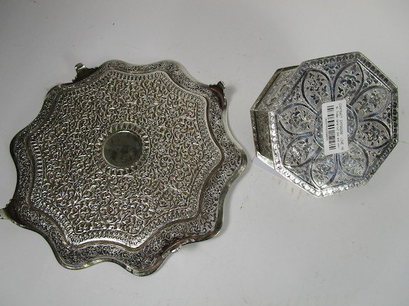 Bonhams : A silver betel-nut box and silver tray India, 19th/20th ...