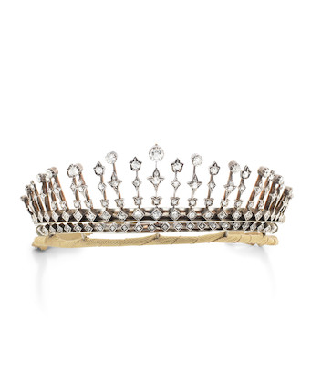 Bonhams : A diamond necklace/tiara, circa 1890