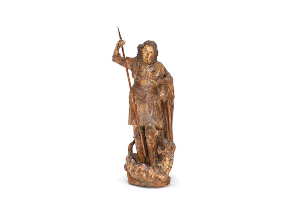 Bonhams : A carved wood, gilt and polychrome gesso figure of the ...