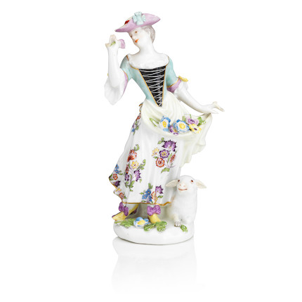A Meissen figure of a shepherdess 18th century image 1