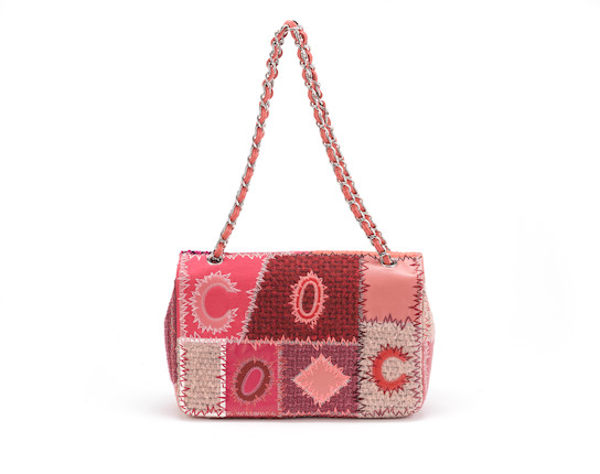 CHANEL Tweed Patchwork Jumbo Single Flap Pink 1305781