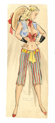 Ronald Cobb (British, 1907-1977) An original costume design for a Murray's Cabaret Club showgirl from the 'Rag Time Medley', 1950's, image 2