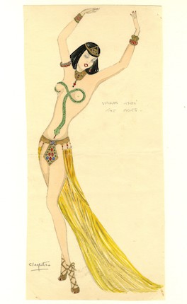 MICHAEL BRONZE (BRITISH, 1916-1979) An original costume design for a Murray's Cabaret Club showgirl in costume for 'Cleopatra', 1939, image 2