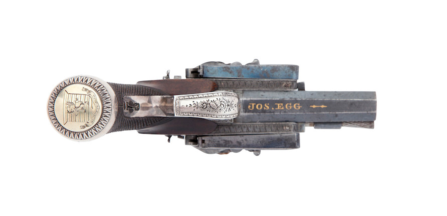 Bonhams : A Fine And Rare Cased 90-Bore Flintlock Silver-Mounted Single ...