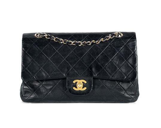 Bonhams : Black Lambskin Classic Flap Bag, Chanel, c. 1989-91