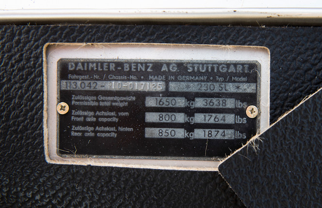 'Kundenwunsch'-ordered,1966 Mercedes-Benz 230 SL 'Pagoda' ZF 5-speed with Hardtop  Chassis no. 113-042-10-017125 Engine no. 127.981-10-013218 image 29