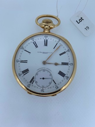 Bonhams : Patek Philippe, A Yellow gold open-faced keyless pocket