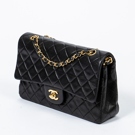 Chanel Classic Double Flap Quilted Lambskin Silver-tone Medium Black - US