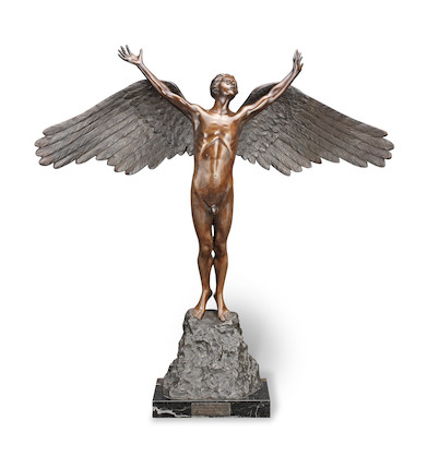 Bonhams : A 1930s Austrian or German patinated bronze figure of Icarus ...