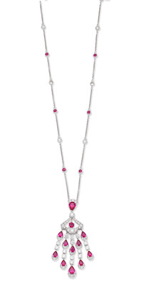 Pink Sapphire Chandelier Necklace