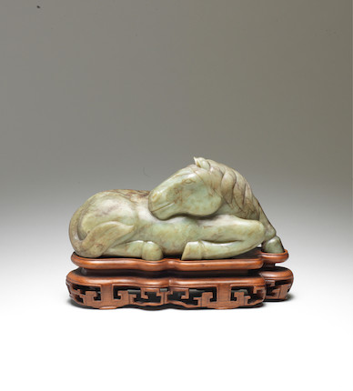 Bonhams : A LARGE JADE CARVING OF A RECUMBENT HORSE 19th century (2)