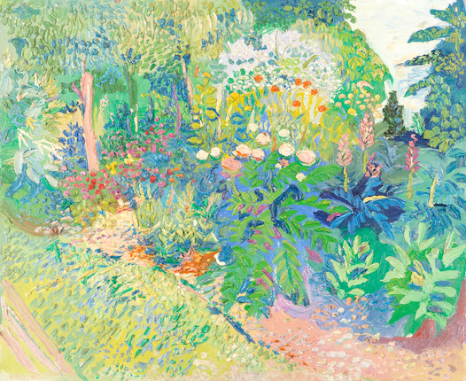 Bonhams : Fred Yates (british, 1922-2008) Garden In Bloom (unframed)