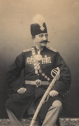 Bonhams : A studio portrait photograph of Nasr al-din Shah Qajar (reg ...