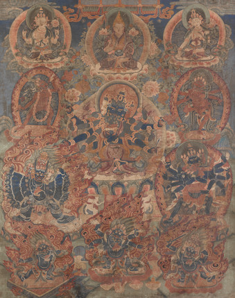 Bonhams : A THANGKA OF GUHYASAMAJA AND CONSORT 19th century