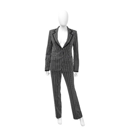 Bonhams : A CHARCOAL PINSTRIPE TROUSER SUIT Loro Piana