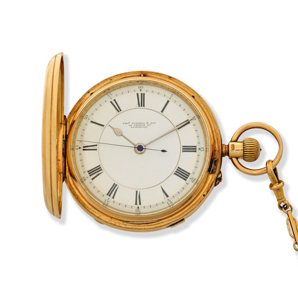 Bonhams : Thomas Russell & Son. An 18K gold keyless wind full hunter ...