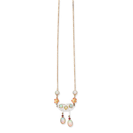 ART NOUVEAU OPAL, RUBY AND ENAMEL NECKLACE image 1