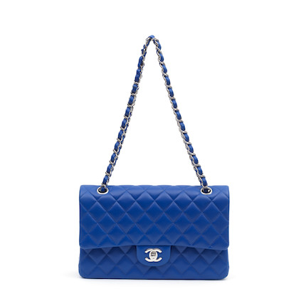 Chanel Small Classic Flap Bag in Royal Blue Lambskin with silver hardware