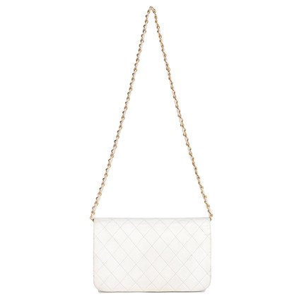Bonhams : CHANEL A WHITE LEATHER FULL FLAP SHOULDER BAG 1991-94 (includes  serial sticker, authenticity card and dust bag)