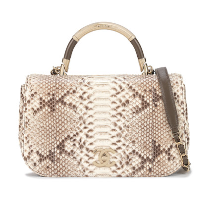 Bonhams : Chanel a Natural Python 'Carry Chic' Flap Bag Spring