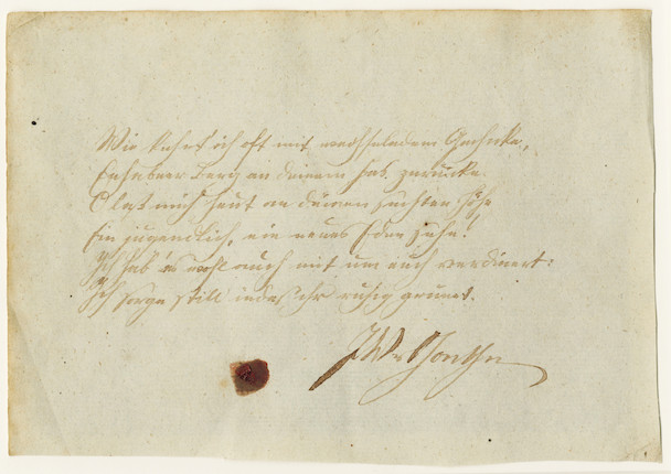 Bonhams : GOETHE (JOHANN WOLFGANG VON) Autograph sentiment signed (J.W ...