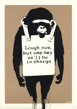 Banksy (British, born 1974) Laugh Now (DN) Screenprint in colours, 2003, on wove paper, numbered 300/600 and inscribed 'A/P DN' in pencil, published by Pictures on Walls, London, the full sheet, framedSheet 692 x 494mm (27 3/8 x 19 1/2in) image 1