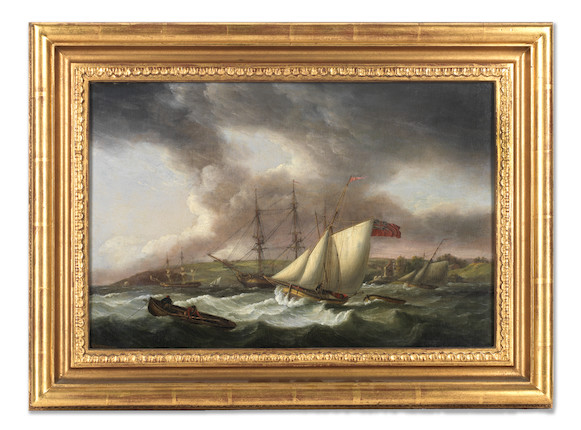 Bonhams : Thomas Luny (British, 1759-1837) Frigates and cutters in a ...