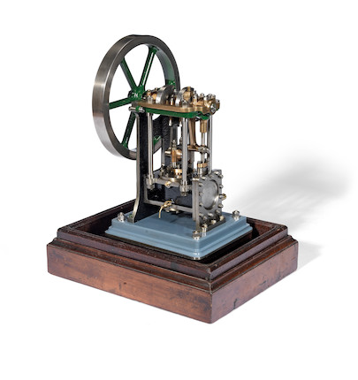 Bonhams : A MODEL VERTICAL OVERHEAD CRANK STATIONARY STEAM ENGINE, 20TH ...