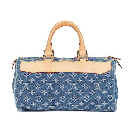 Sold at Auction: LOUIS VUITTON Monogram Denim Neo Speedy Blue Handbag