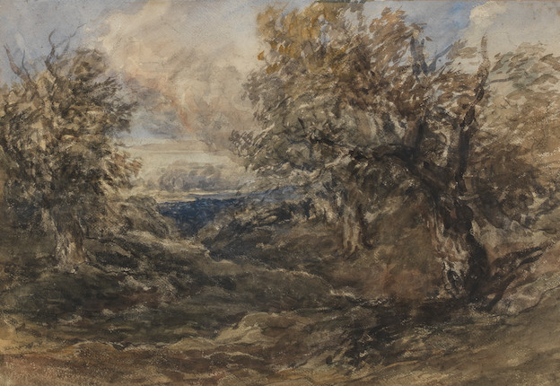 Bonhams : David Cox Snr. O.W.S. (British, 1783-1859) Wind blown trees ...